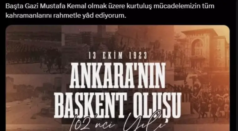 Cumhurbaşkanı Erdoğan, Ankara’nın Başkent İlan Edilişinin 102. Yılını Kutladı