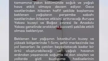 İstanbul’a Kar Uyarısı