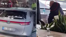 Ünlü sanatçı Cahit Berkay, kullandığı araçla restorana daldı