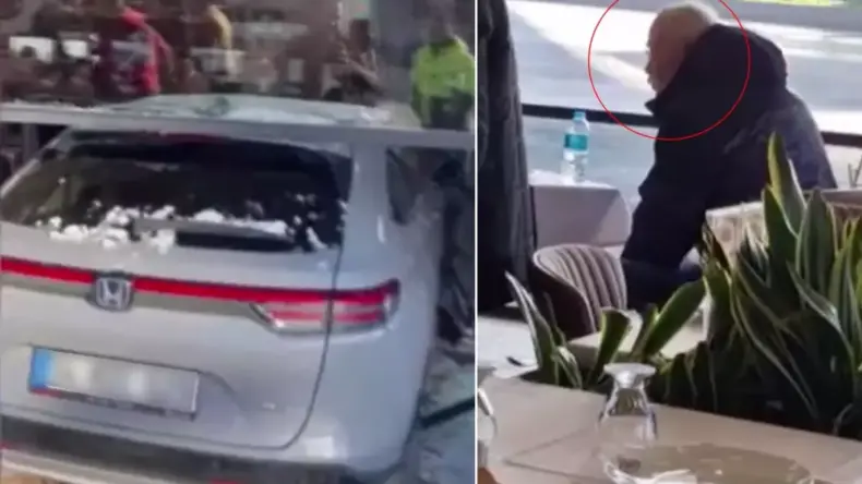 Ünlü sanatçı Cahit Berkay, kullandığı araçla restorana daldı